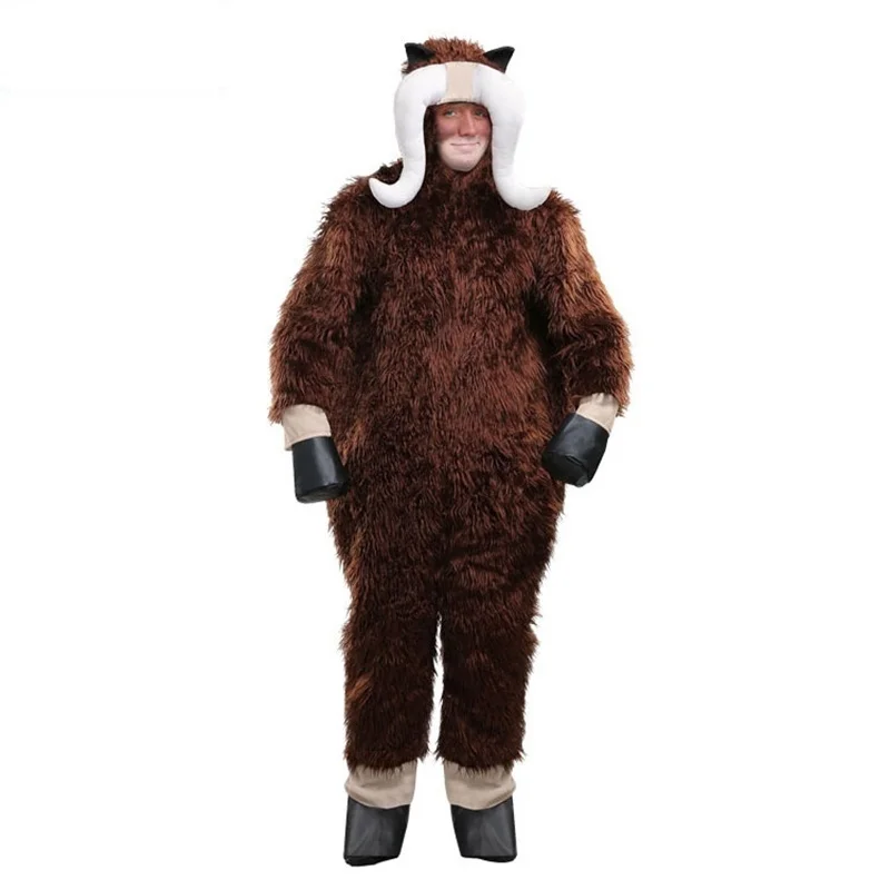 

Brown Buffalo Bison Cosplay Costume Adult Wild Ox Bull Character Halloween Party Luxury Jumpsuits Fancy Dress for Men