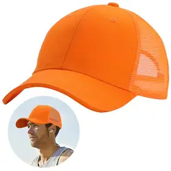 Berretto con visiera arancione con Design a rete impiombata berretto da Baseball alla moda berretto traspirante a tesa lunga con striscia di fibbia regolabile