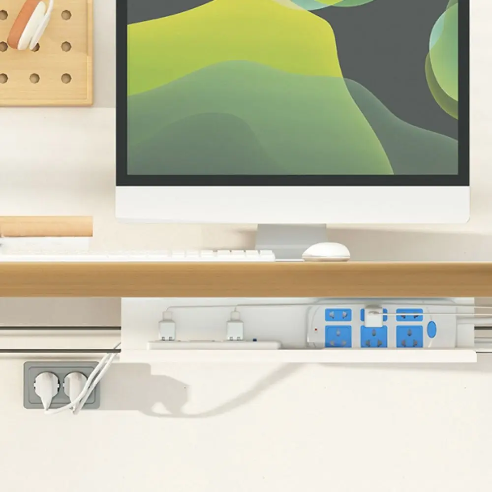 لا أثر تحت صينية كابل الطاولة الموسعة ذاتية اللصق تحت رف المكتب منظم الكابلات البلاستيكية المقاومة للهب للمكتب المنزلي #4