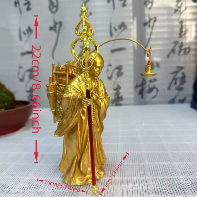Antique resin carved Xuanzang figure statue home tea room foyer office Zen inspired decoration modern exquisite handicraft