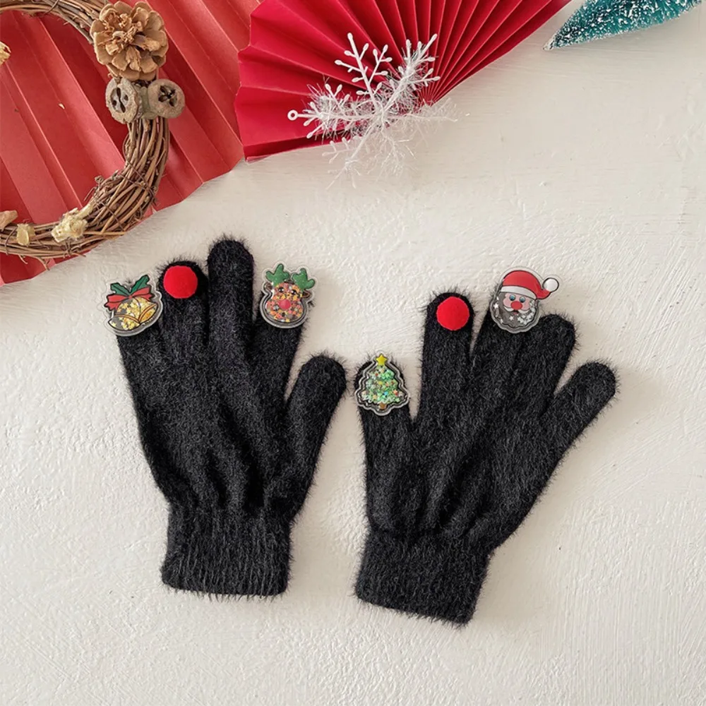 

Handwear Cartoon Christmas Gloves Knitted Snowman Pattern Five Finger Gloves Funny Thicken Xmas Winter Gloves Christmas Festival