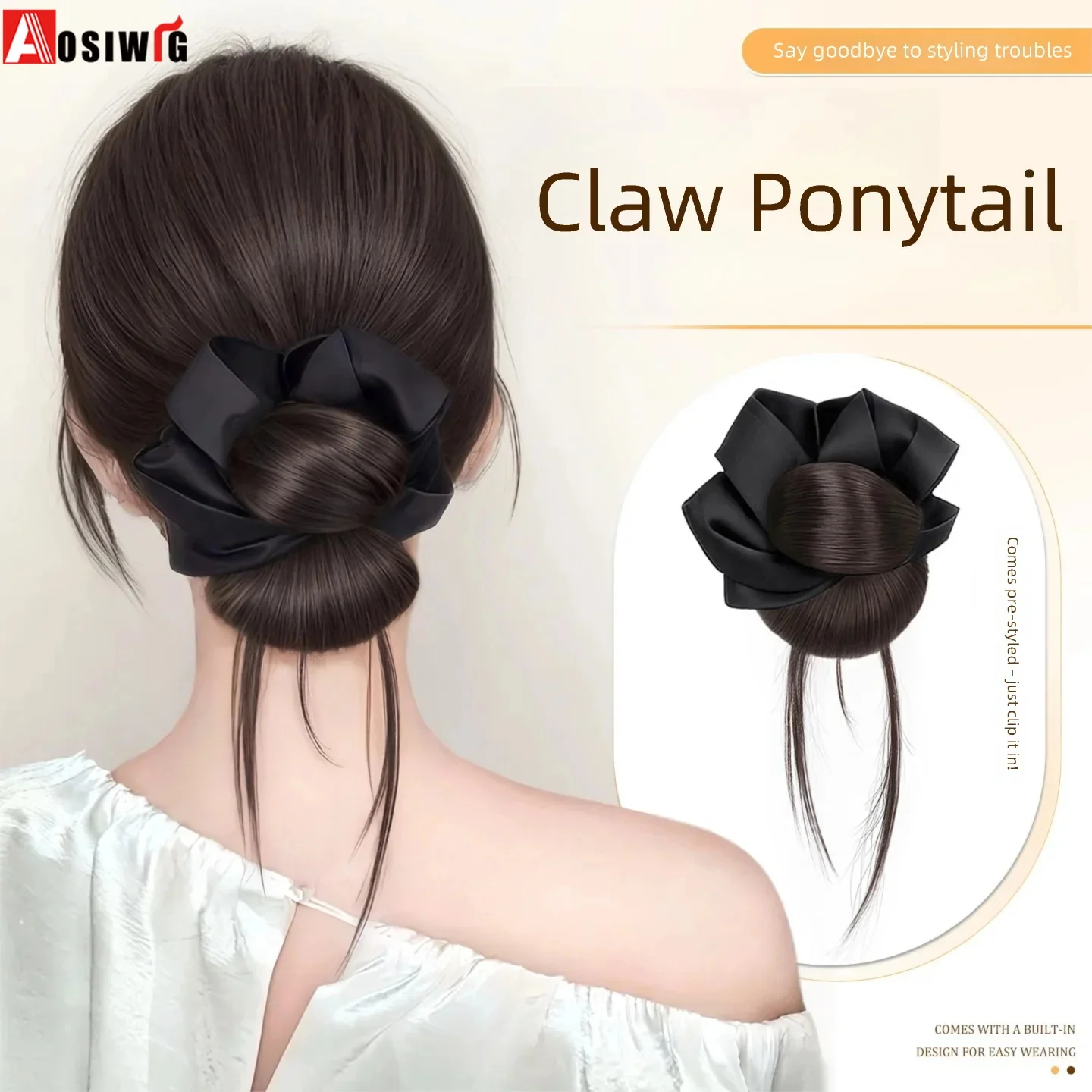 

Aosiwig New Synthetic Hair Bun Claw Chignon Clip Black Brown Ponytail Extensions Fake False Hairpieces Accessories For Women