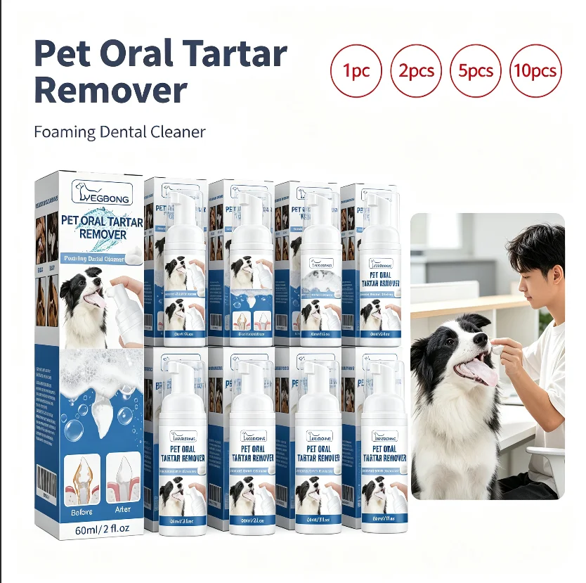 Espuma de Limpieza Bucal para Mascotas $YEGBONG de 60 ml, Descontaminación Suave de los Dientes, Limpiador Antiamarilleamiento para la Salud Bucal de las Mascotas