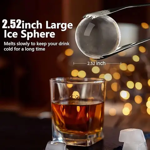 Kristallklar isbollsform, whiskyisform stor 2,52 tum, silikon rund iskubsform för frys, sfärisk isform 10 best sales stor isbit - №4