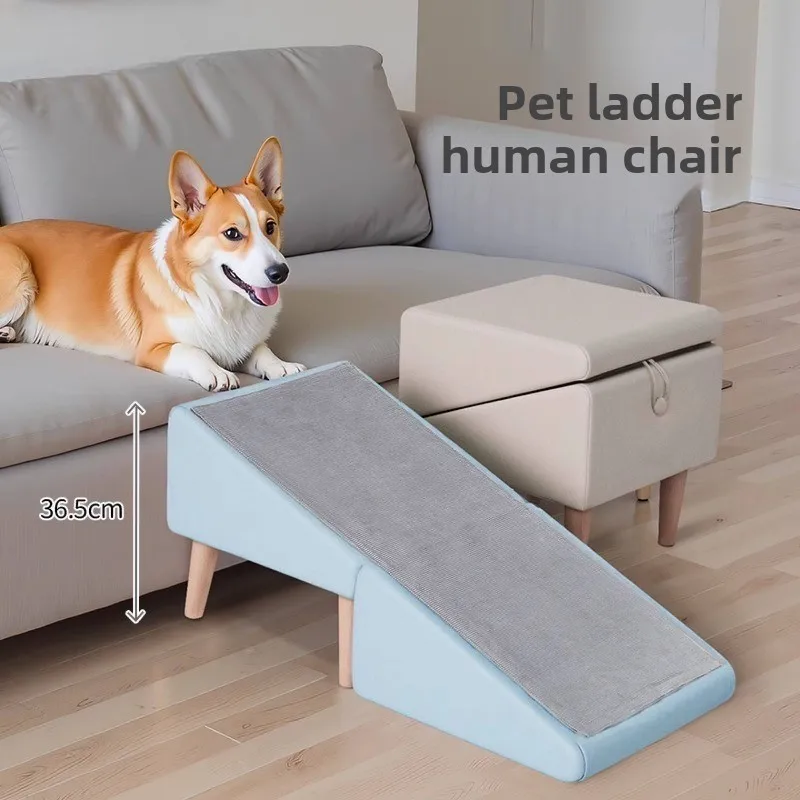 Pet Steps for Human Chair Foldable Small Breed Dog Ramp Elderly Dog Climbing Stairs for Bed Non-Slip Carpeted Dog Stool for Sofa