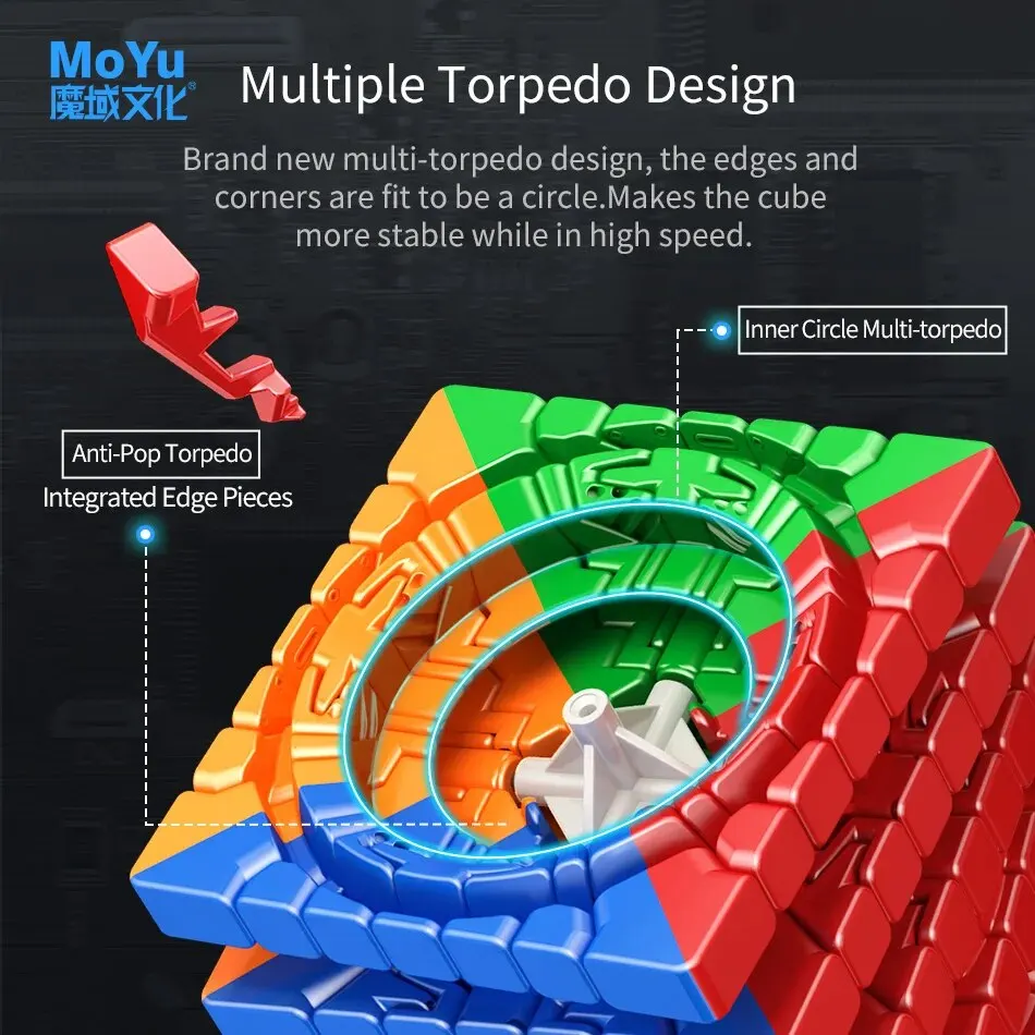 MOYU Aofu WRM 7X7X7 Cubo mágico magnético de velocidad sin pegatinas juguetes profesionales Aofu 7x7 Cubo mágico rompecabezas