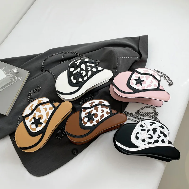 

2025 New Creative Hat Bag Women Quirky Chain Crossbody Round Fashion Purse