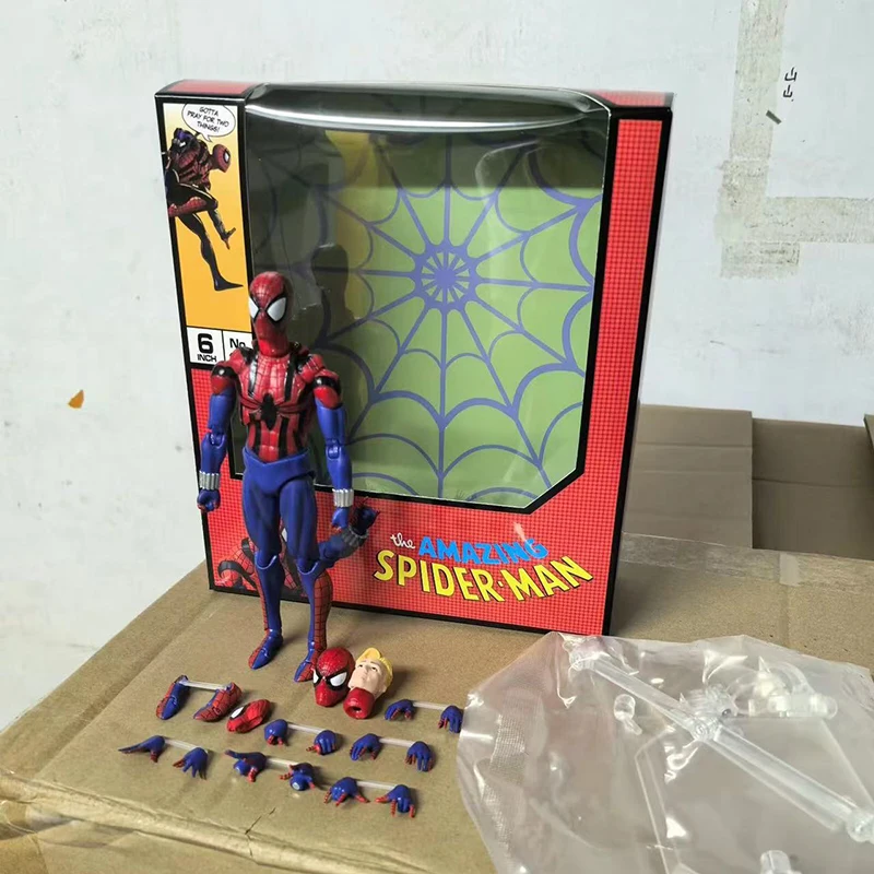 New Spiderman Mafex 143 Classic Costume Anime Figure Ver Miles Morales Spider-Man Action Figure Figurine Toys Kids Xmas Gift