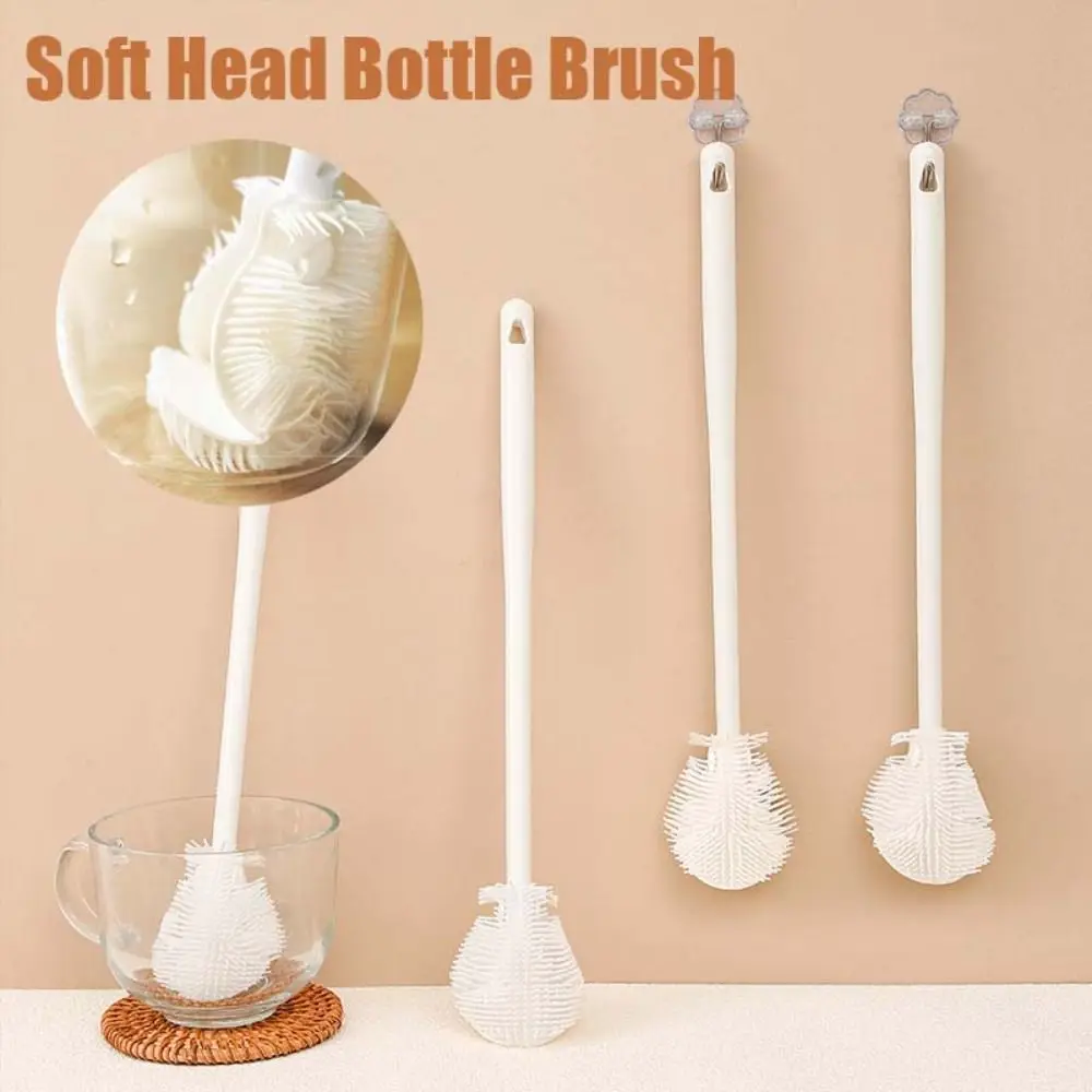 

Without Blind Side Soft Head Bottle Brush Water Bottle Cleaner Pacifier Nipple Bottle Cleaning Brush Handheld Silicone