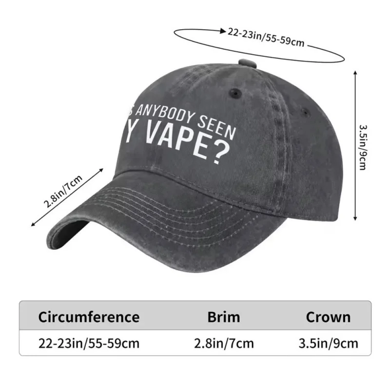 HAS ANYBY SEEN MY VAPE Printed Washed Duckbill Baseball Cap Unisex Lightweight Vape-Themed Hat for Men Women