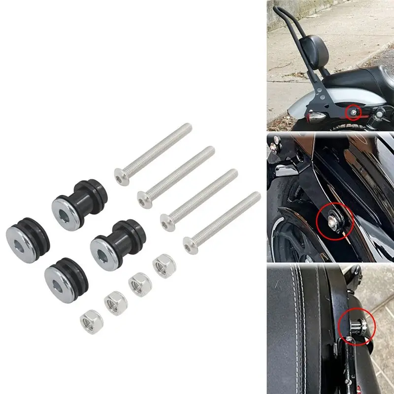 ABXV-For Sportster XL 883 1200 04-24 Motorcycle Backrest Docking Hardware Kit Detachable Sissy Bar Rack Mounting Screw