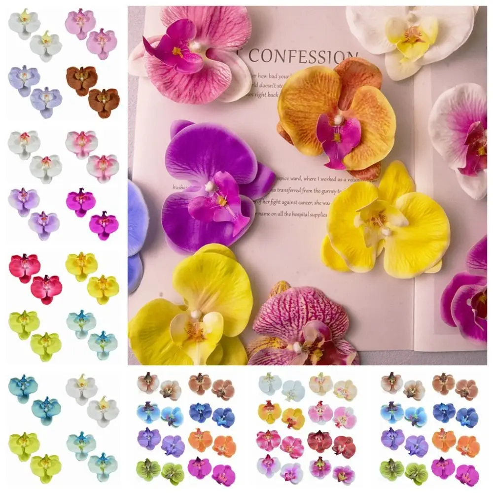 Álbum de recortes de 2 piezas, mariposa, orquídea, flor Artificial hecha a mano, decoración de flores, orquídeas, estilo coreano, 8,5 cm