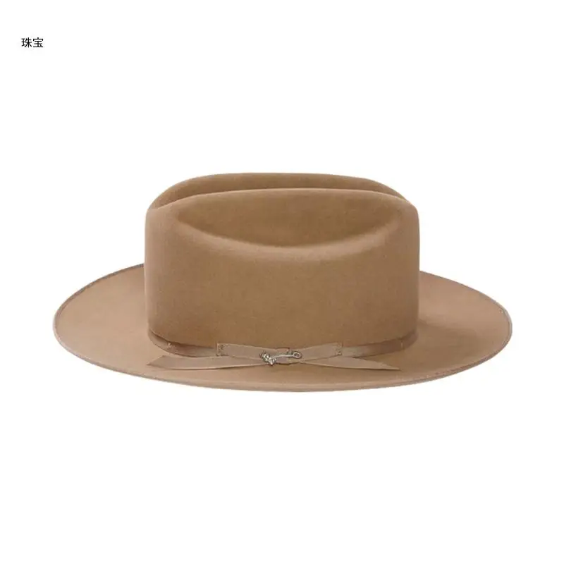 

X5QE Шерстяной цилиндр Homburg Hat Western Porkpie Hat для ужина на открытом воздухе Повседневная одежда