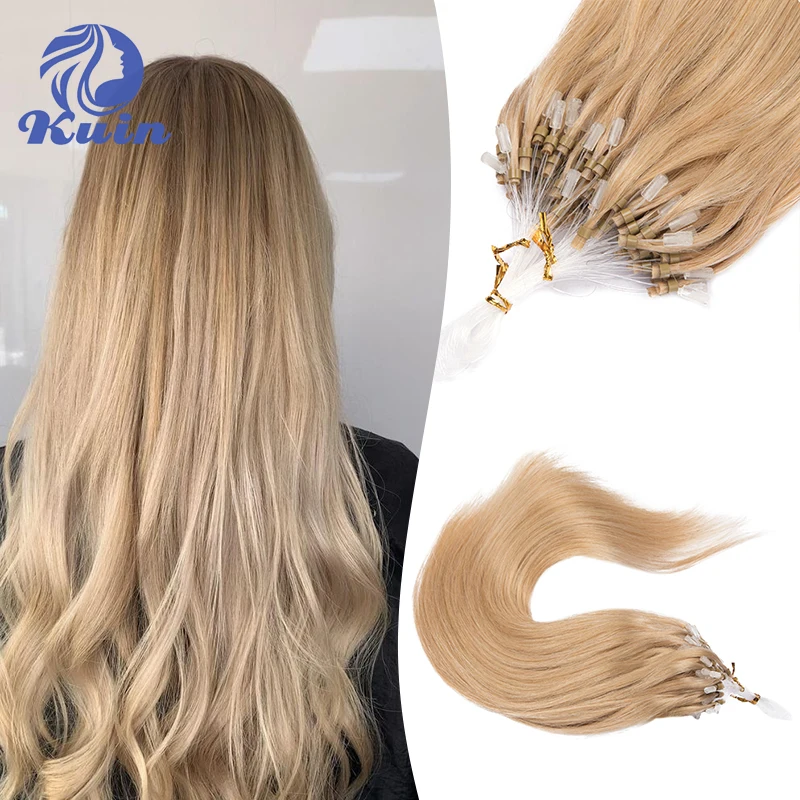 Straight Micro Loop Human Hair Extension 50G Invisible Microring Extensions Fishing Line Fushion Real Hair Natural Color