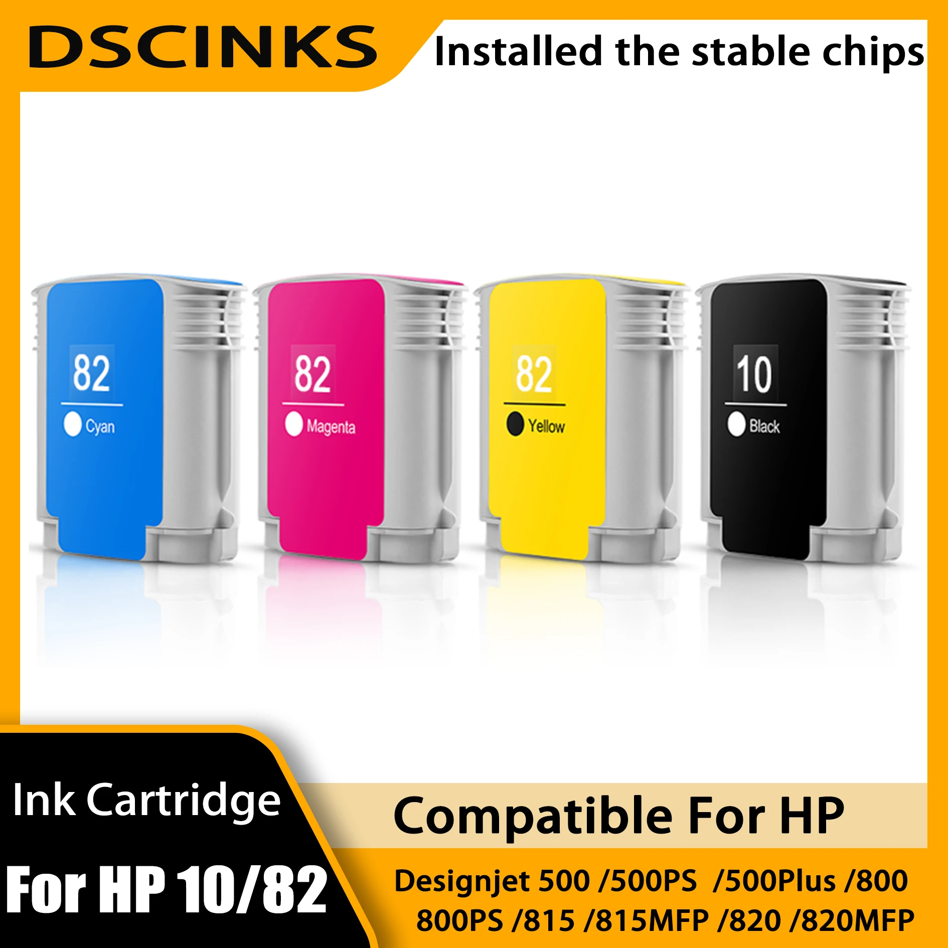 

Compatible Ink Cartridge for HP 10 82 C4844A C4911A C4912A C4913A Designjet 500 500PS 500Plus 800 800PS 815 815MFP 820 820MFP