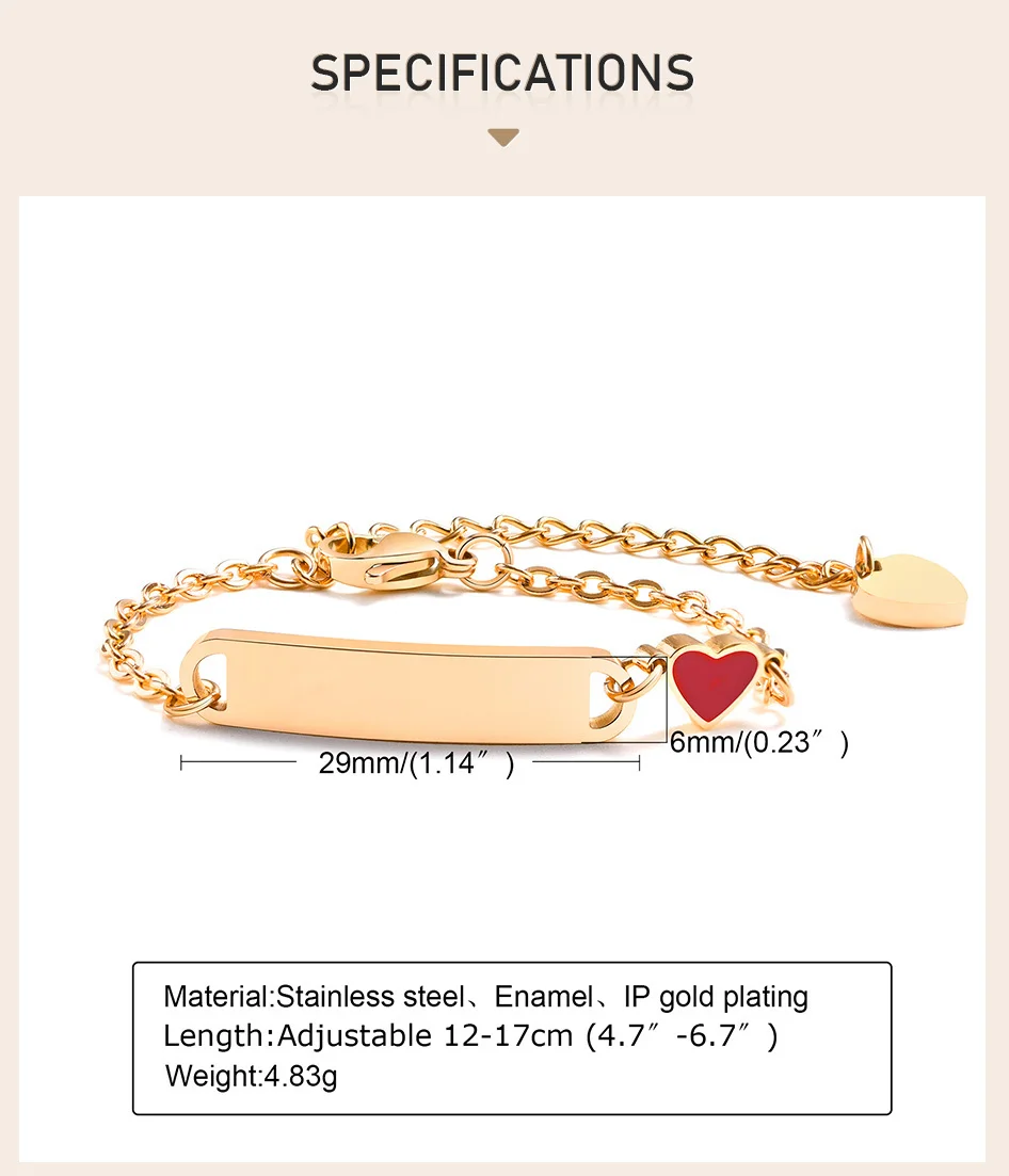 Kunden spezifisches Herz armband für kleines Mädchen junge, gravierbares ID-Namens armband, personal isiertes Geburtstags geschenk der Edelstahl kette – Detail 3