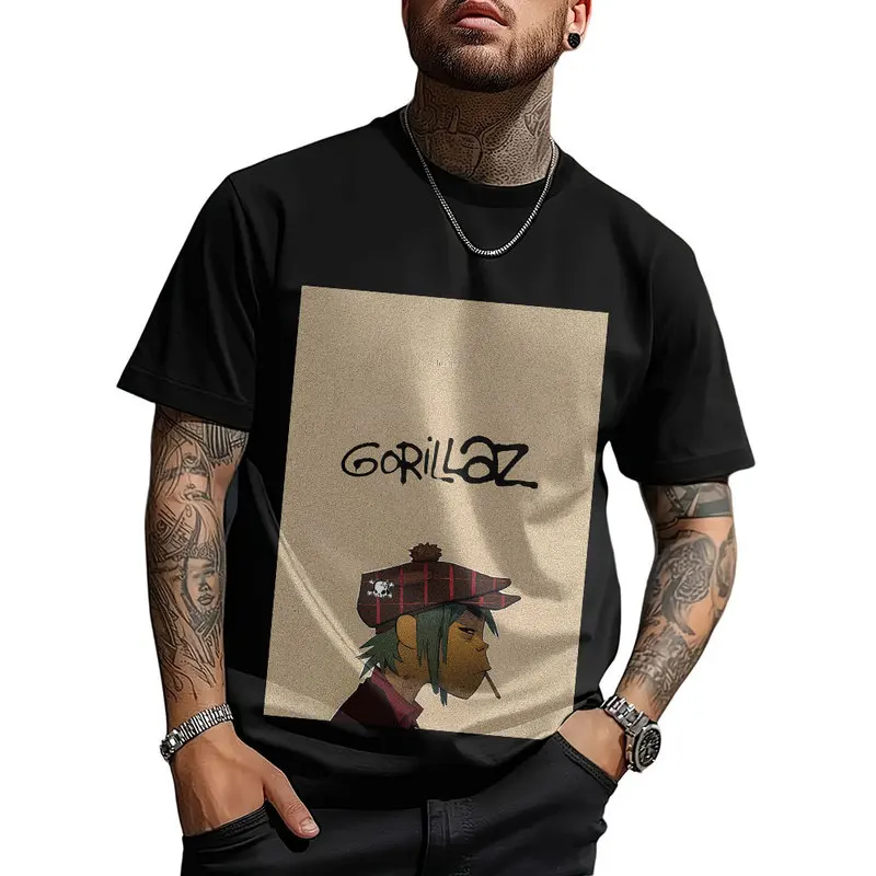Gorillaz Virtual Rock Band Graphic T‑shirt Unisex Vintage Y2K Tee Hip Hop Streetwear 0824 Casual Cotton Tops S-6XL Fan Gift
