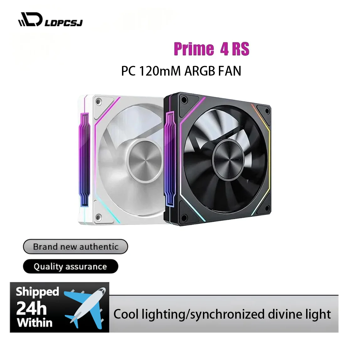 LDPCSJ Prism 4RS 12cm ARGB 4-Pin PWM Silent Cooling Computer Case Fan, High Air Volume 12V for Gaming PC