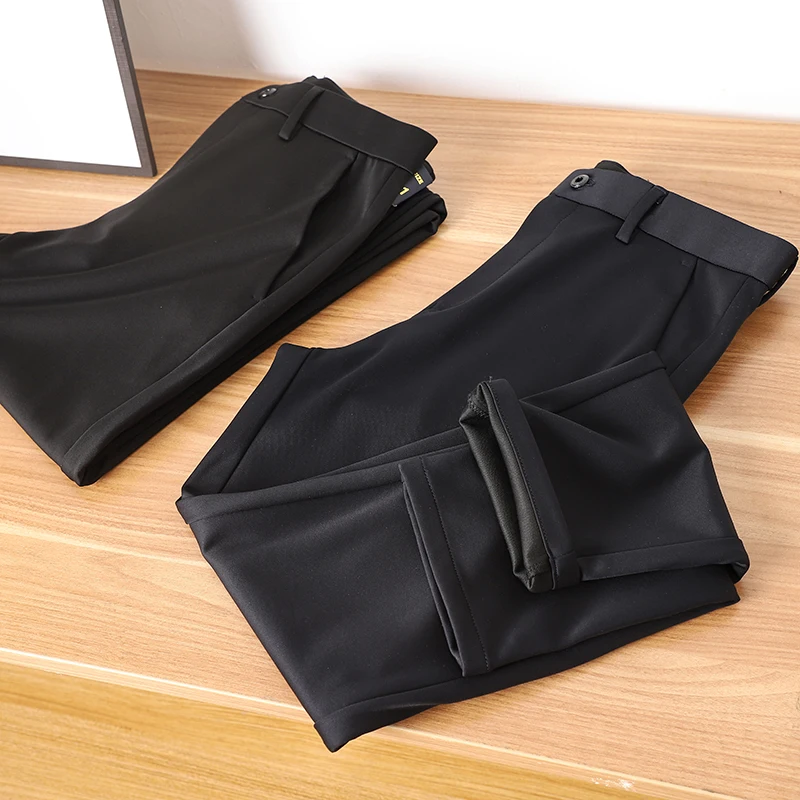 

High-End Merino Wool Busin Casual Pants Autumn Winter Straight Leg Commuter Smooth Wrinkle-Resistant Men's All-Match