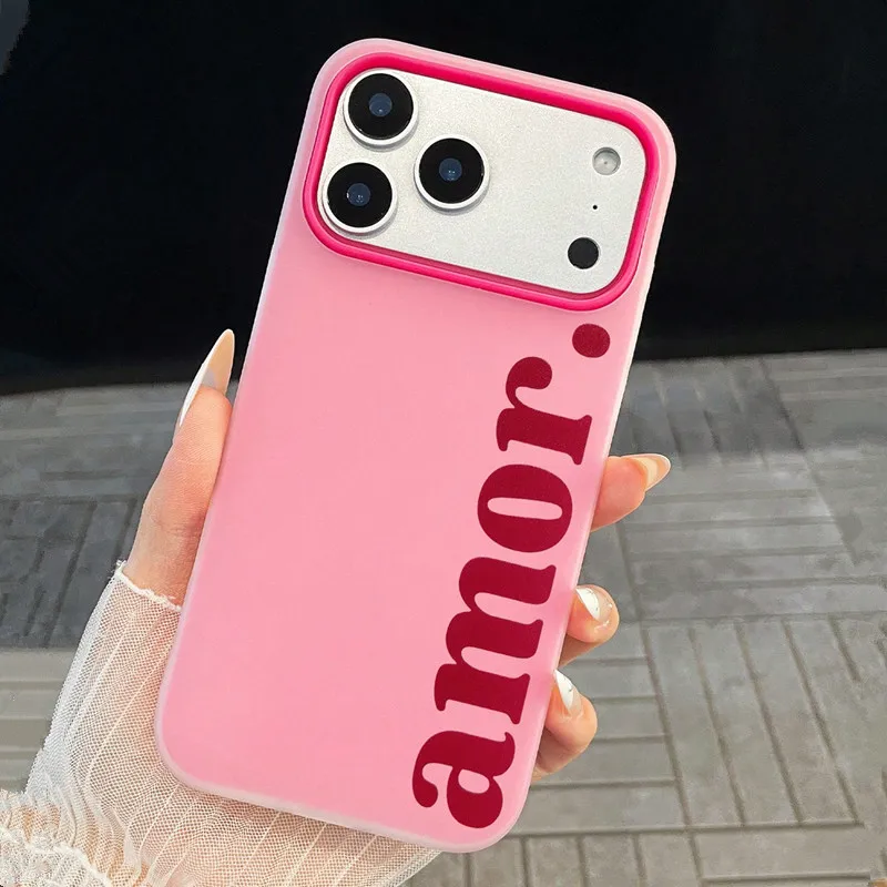 Red "Amor." Letter Print Personalized Phone Case For iPhone 