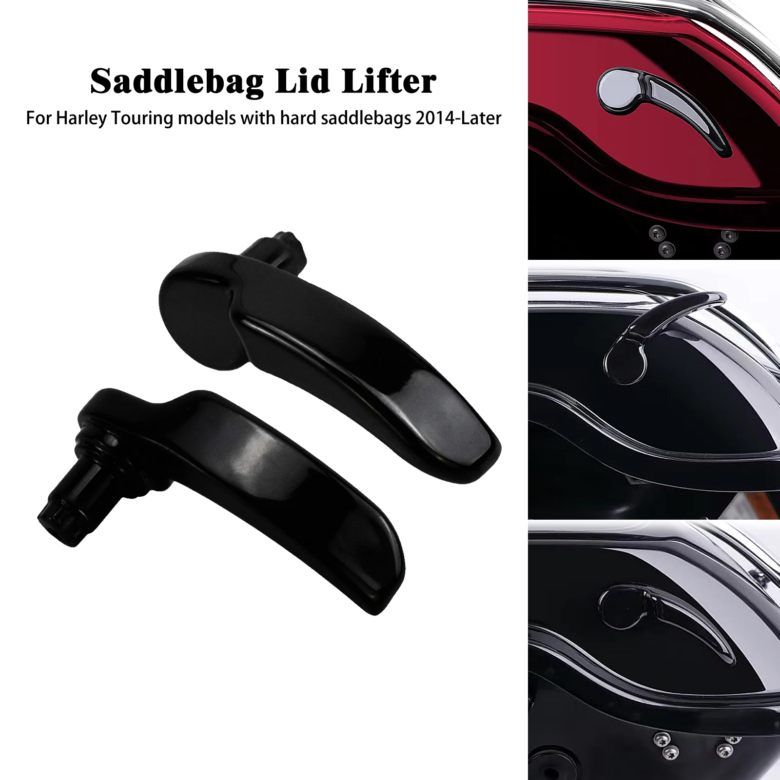 Motorcycle Saddlebag Lid Lifter Latch Lever Black For Harley Touring Electra Street Glide Road King CVO Ultra Limited 2014-2023