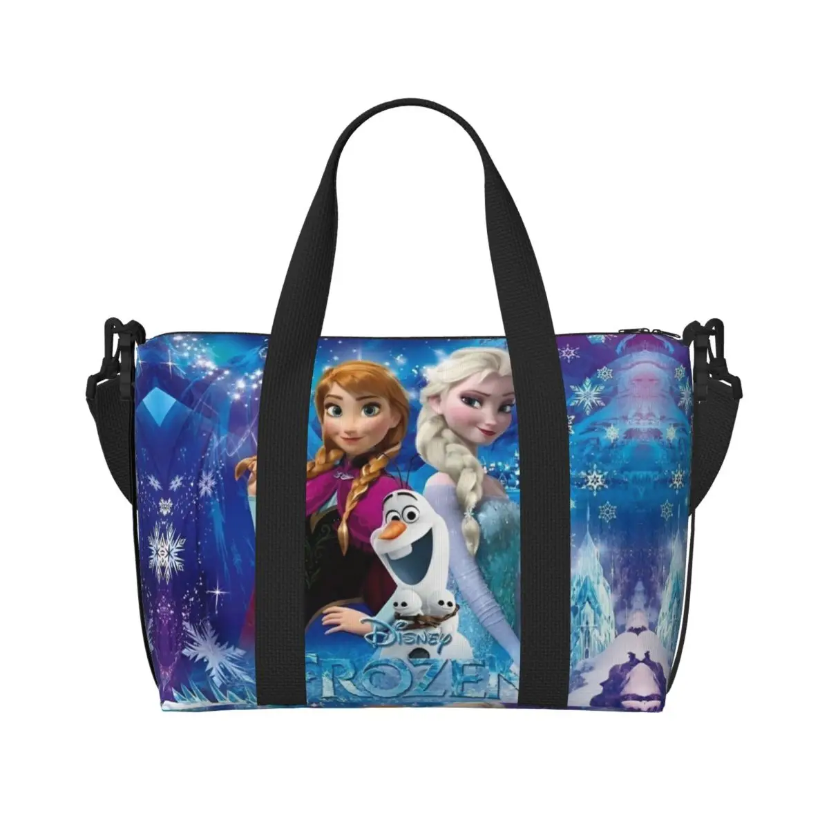 

Custom Frozen Elsa&Anna Beach Tote Bag Women Cartoon Movie Large Compartment Gym Beach Travel Bags