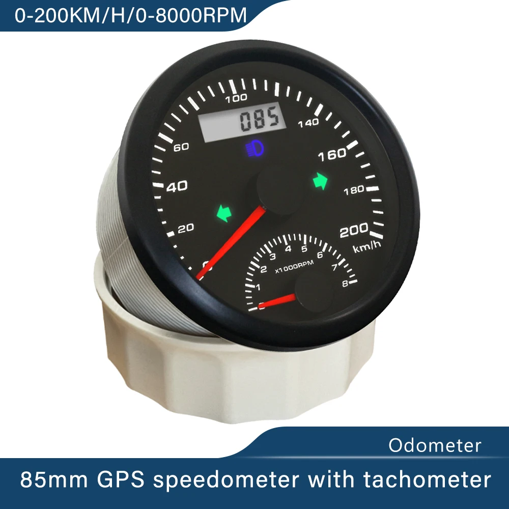 Universal 60km/h125 km/h 200km/h 125MPH 200MPH GPS Speedometer Tachometer 0-4000 RPM 0-8000 RPM 85mm GPS Antenna 12V 24V
