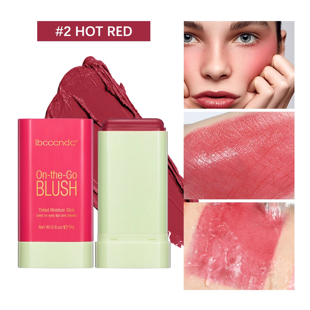 Bastão de Blush Mositure Colorido, Creme Rosto Rosa, Blush Bochecha, Cosméticos, Tubos de Maquiagem 3 em 1, Lábios e Olhos