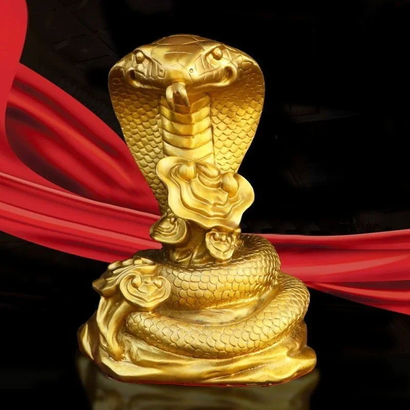 Feng Shui Chinese Copper Cobra Ornaments Zodiac Snake Crafts Home Living Room Decor Furnishings