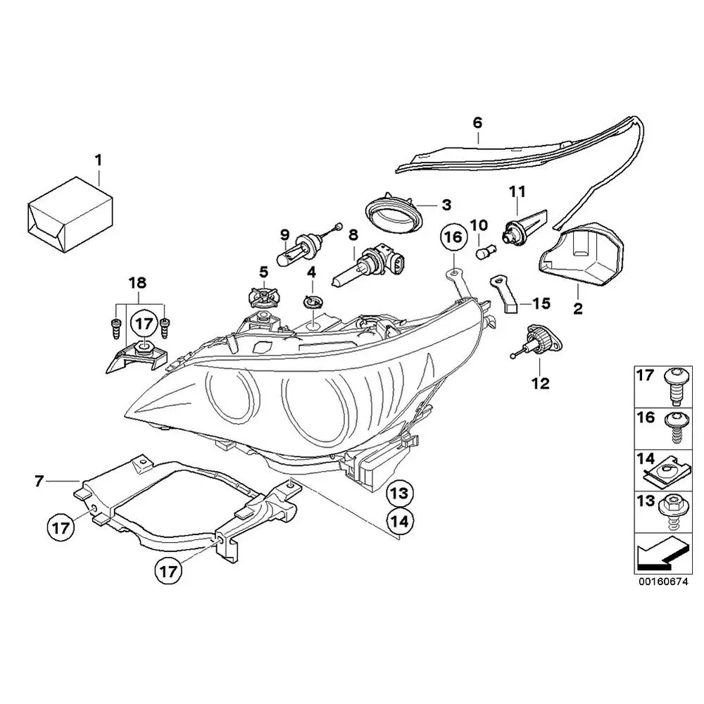 Staffe di montaggio del faro supporto per BMW serie 5 E60 E61 525I 528Xi 530I staffa di montaggio del faro 63126936090 63126936089