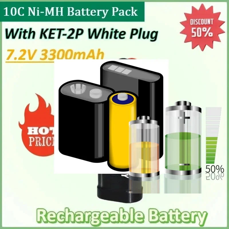 

7.2V 3300mAh 10C Ni-MH Battery Pack SC with KET-2P White Plug High Capacity SC for RC Car Toys Battery for RC Racing Cars
