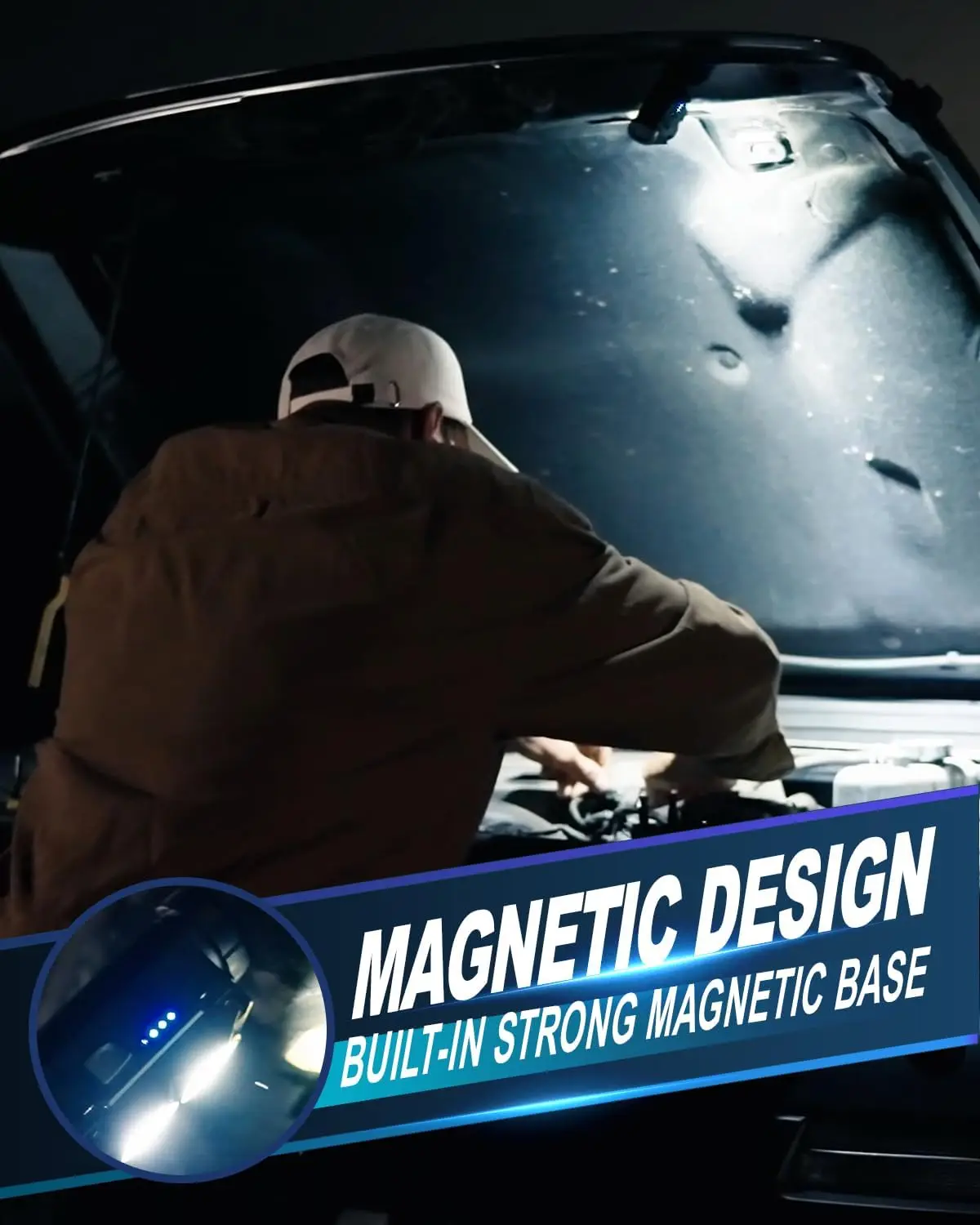 Latarka czołowa LED z możliwością ładowania, magnetyczna, z paskiem na głowę, do użytku na zewnątrz, do biegania, wędkowania, wodoodporna.