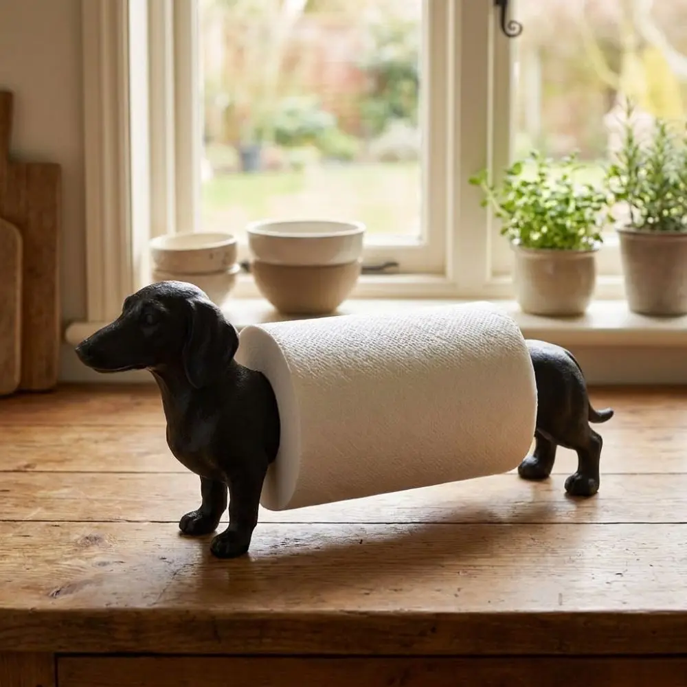 3D Printed Dachshund Paper Towel Holder Freestanding Vintage Dog Kitchen Tissue Rack Functional Funny Cute Pet Roll Stand
