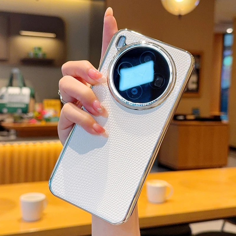 حافظة لهاتف VIVO X300 Pro جديدة مطلية بالكهرباء من الجلد النباتي الفاخر الملمس السحلية غطاء مضاد للسقوط لهاتف Vivo X300 مقاوم للصدمات Funda