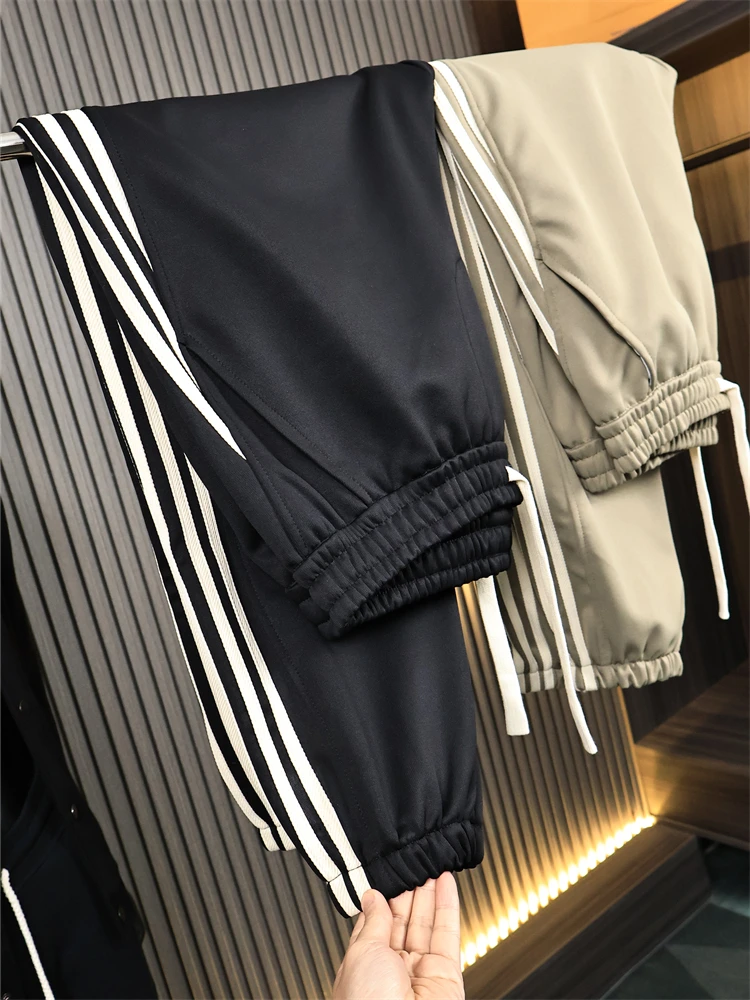 

Высококачественные мужские цветные спортивные спортивные штаны с двойным ремнем, повседневные модные длинные брюки свободного покроя, весенние молодежные