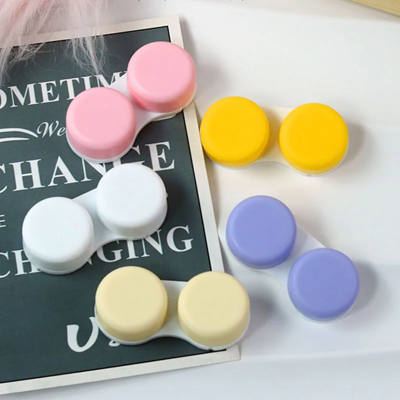 Cute Mini Creamy Contact Lens Case Beautiful  Plastic Pupil Storage Box Glasses Soaking Box Contact Holder Container Travel Kit