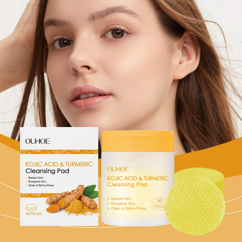 

Kojic Acid Turmeric Cleansing Wipes Gentle Facial Cleansing Non-Irritating Refines Pores Skincare Wipes Daily Use