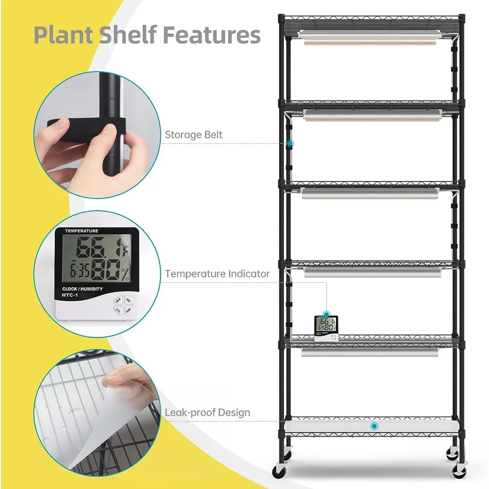 Imagem -04 - Suporte de Planta com Tampa e Termômetro Estufa com 150w Led Grow Light Prateleira Níveis