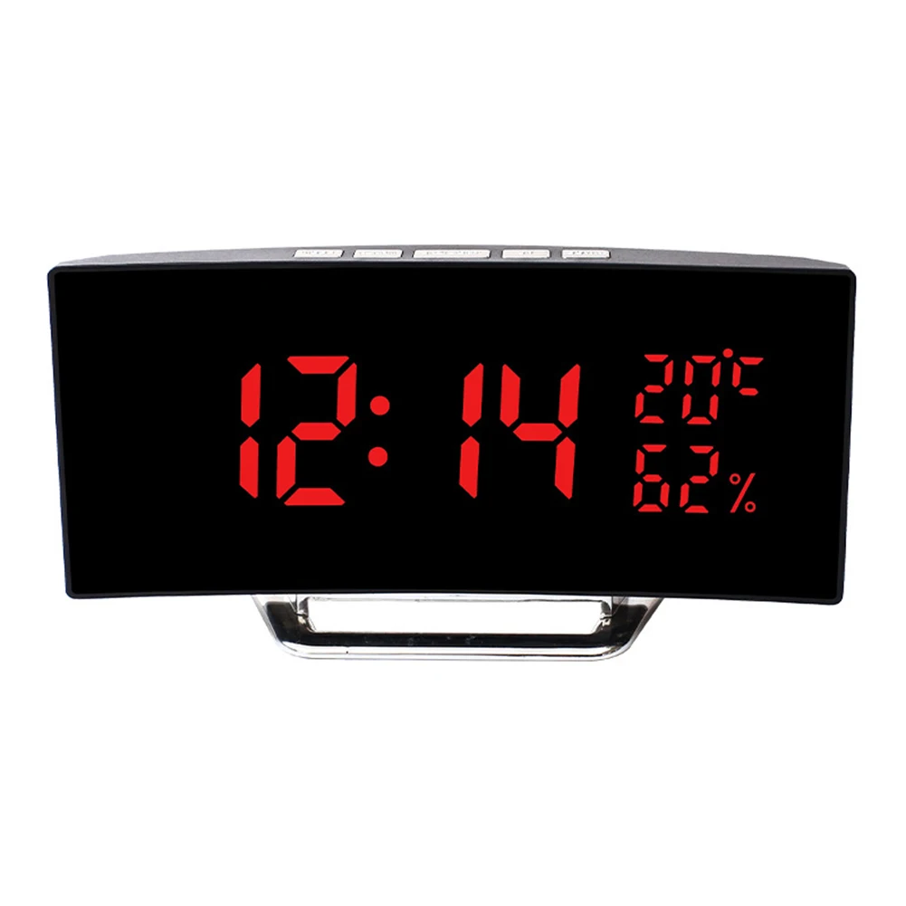 

Mirror Alarm Clock Curved Screen Alarm Clock Integrated Alarm Multiple Alarm Options Real-time Temperature For Bedroom