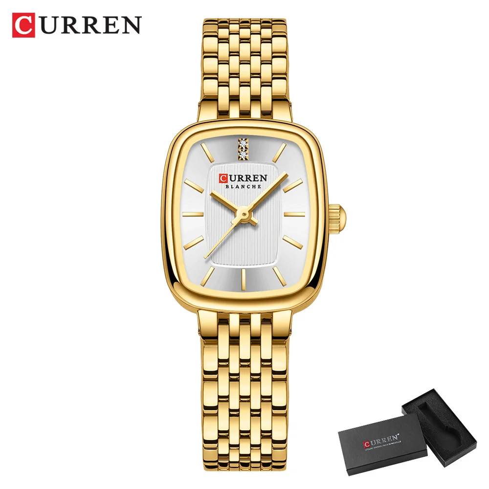 Curren Mode rechteckige Damen uhren neue Quarz wasserdichte Edelstahl armband Armbanduhr für Frauen 10