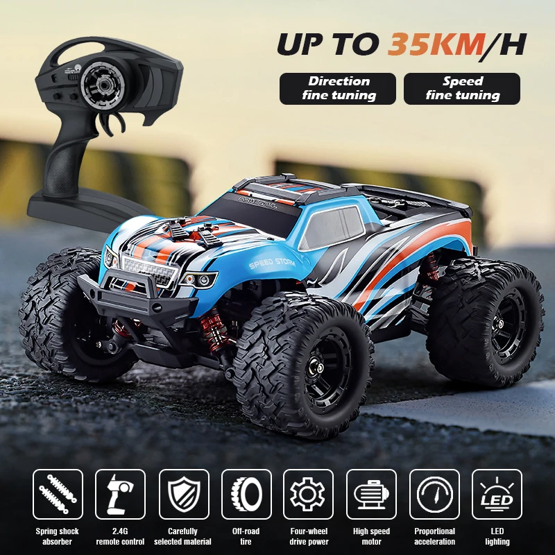 รถบังคับของเล่นสำหรับเด็กทางวิบากแข่งขันความเร็วสูง2.4ก. 4WD 1:18 mobil RC รถตีนตะขาบของเล่นสำหรับเด็ก