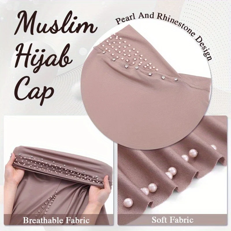 Women's Convenient Headscarf Headband Nail Bead Scarf Malay Shawl Women's Solid Color Headscarf