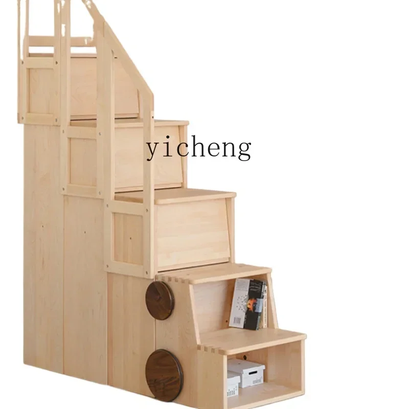 

ZF Ladder Cabinet Maple All Solid Wood Locker Stairs Chest of Drawer Children Half Height-Adjustable Bed