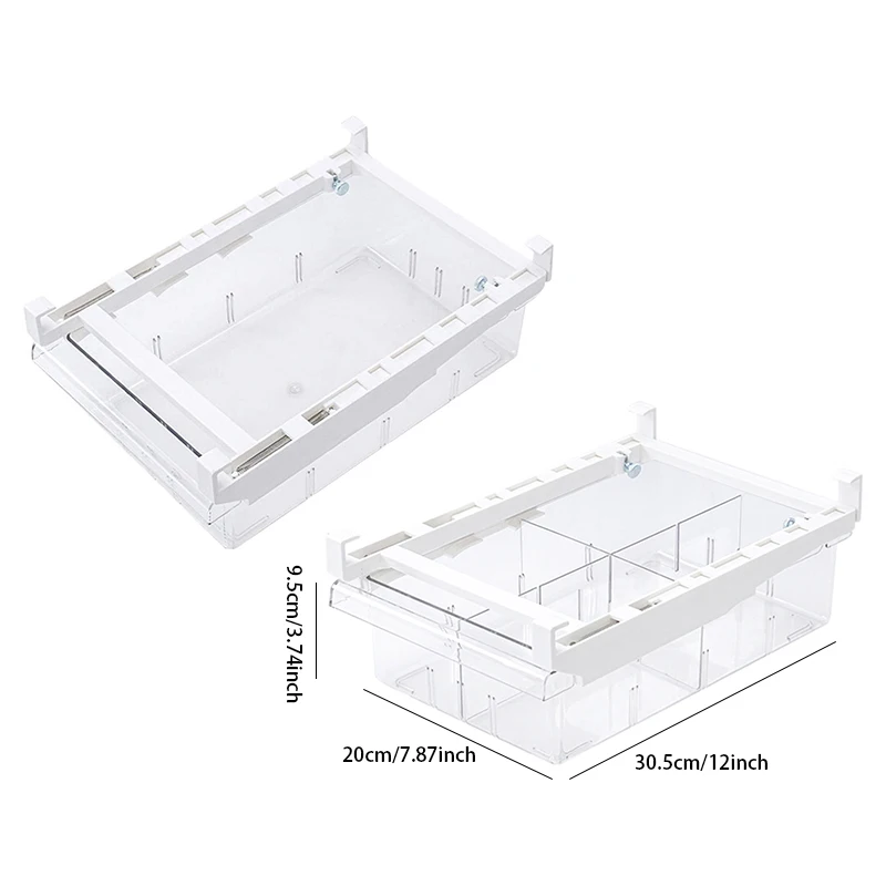 Transparent Fridge Organizer Divide Fridge Container Fruit Egg Refrigerator Storage Box Under-shelf Refrigerator Drawer Box