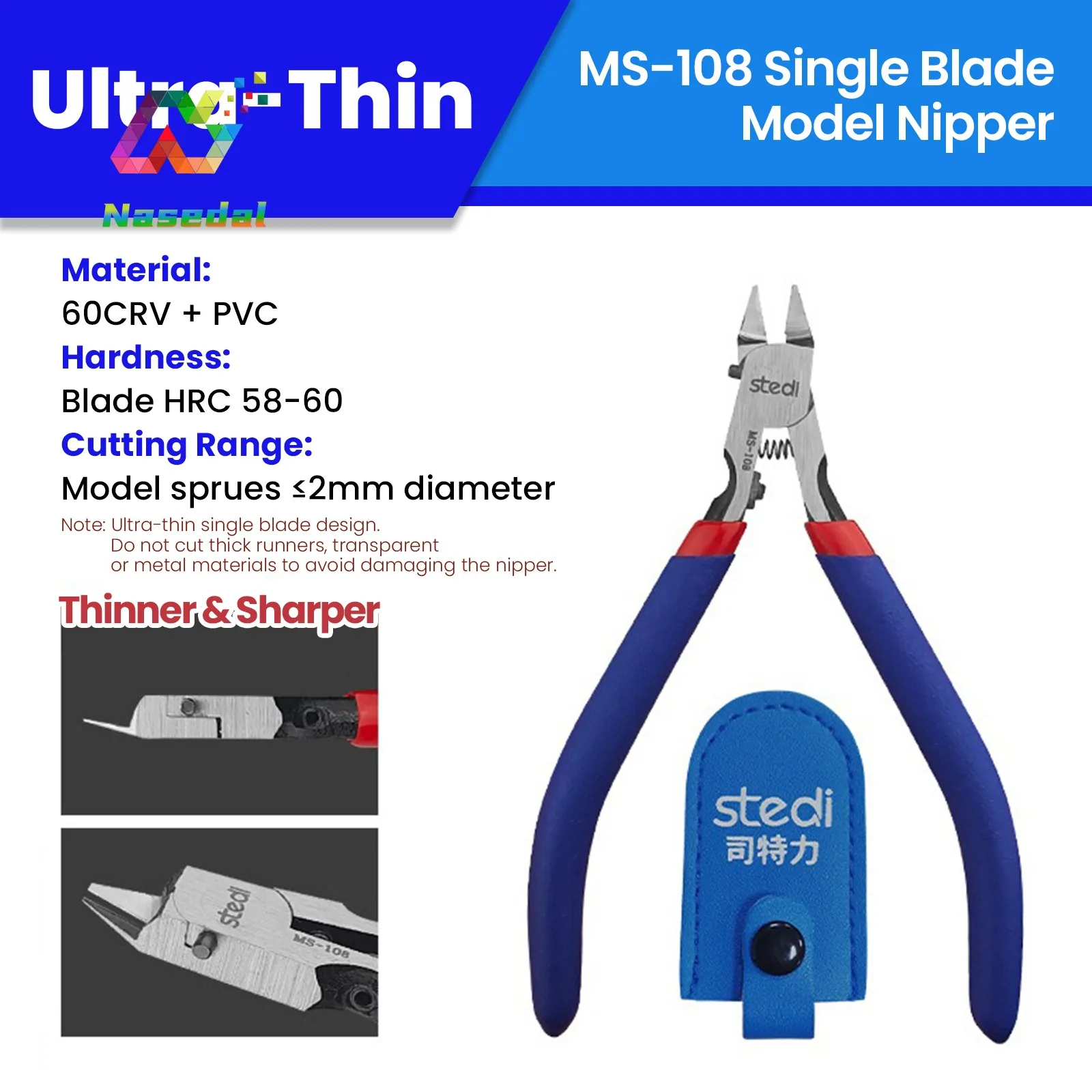 Stedi MS108 Single Blade Nipper Ultra-Thin Blade Design Precision Cutting for Gunpla Model Assembly Sprue Cutter Special Tools