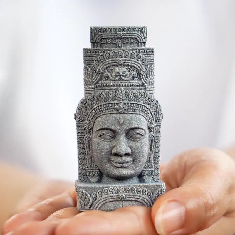 The Smile of Cambodian Souvenirs Angkor Wat Buddha Statue Ornament Cyan Sand Sculpture Fish Tank Decor Aquarium Landscaping view 6