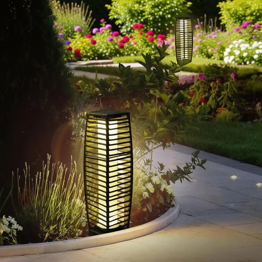 

Уличные напольные светильники, 2 шт., из водонепроницаемого искусственного ротанга, устойчивые к погодным условиям, для патио, газона, веранды, сада