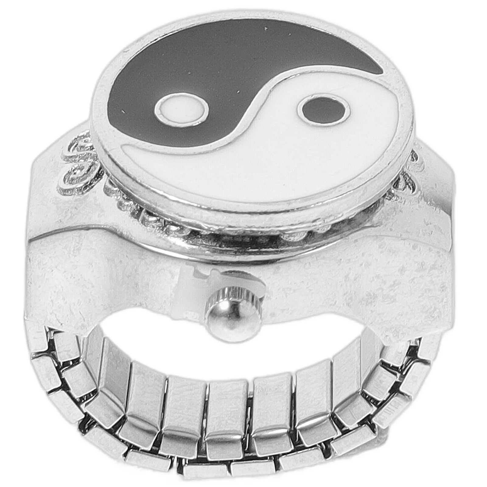 

1pc Eight Tri-Grams Design Metal Finger Exquisite Ring Watch Fashionable Retro Style Decorative Small Watch Festival Gift