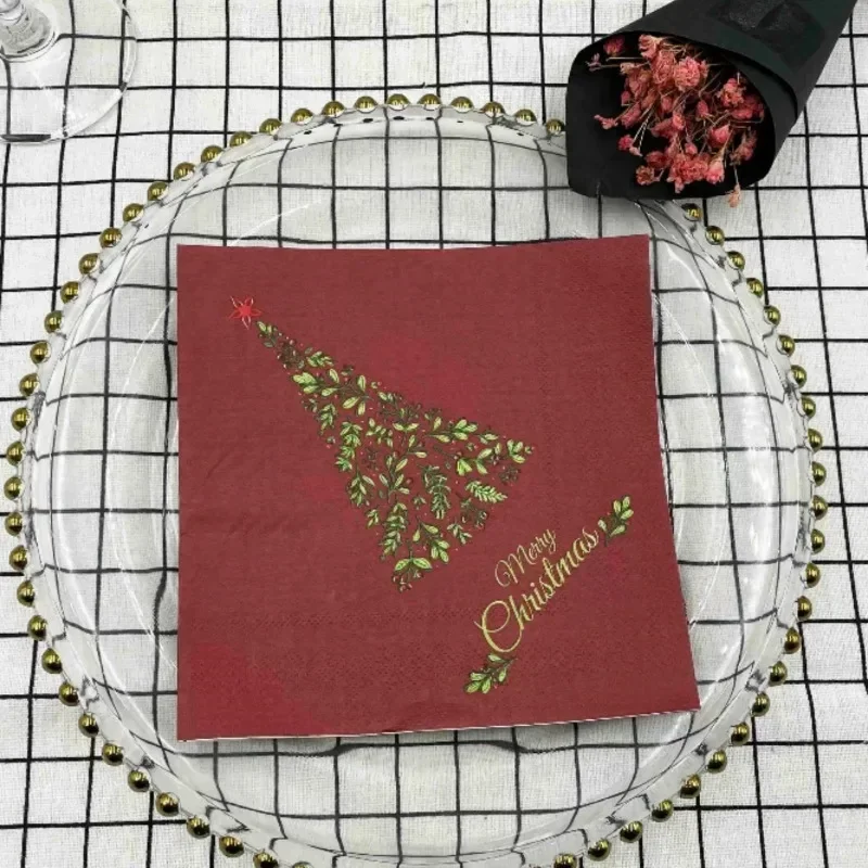 20 pz/pacco 33 cm 2 Strati Colorati Tovaglioli Stampati Rosso Albero Di Natale Creativo Decorazione Del Partito Tavolo di Carta Impostazione Tovagliette di Carta