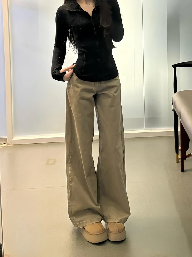 

American Style Lazy Wash Light Blue Jeans Women's Summer New Loose Slim Wide Leg Pants High Waist Denim Spring 2026